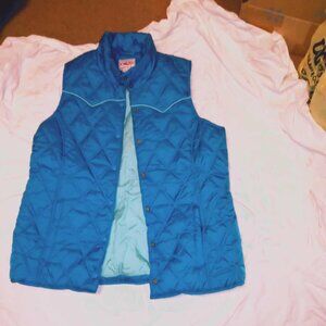 Roper Womens turquoise Nylon Puffy Vest snap closure Large
